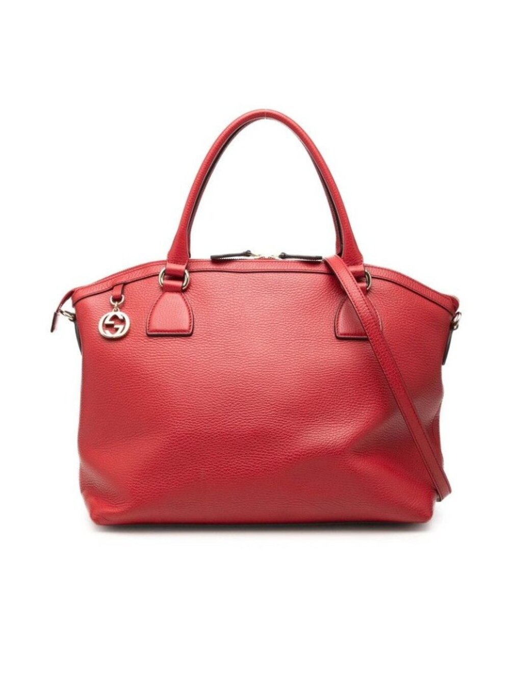 Gucci Interlocking G Tote Shoulder Bag 2-Way Black Leather